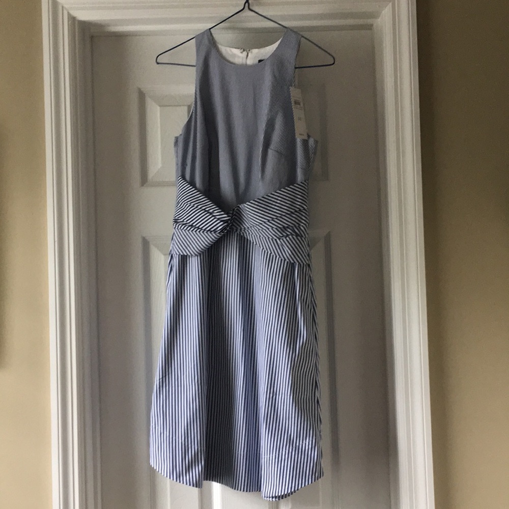 NWT Ann Taylor Striped Poplin Twist Front Dress 00